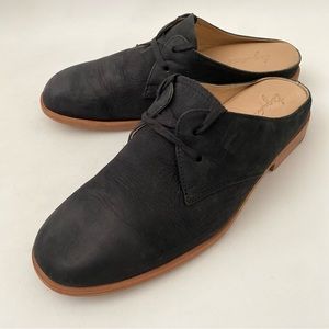 Esquivel Black Lace Up Leather Mules Size 7 Black Slip On Flat Womens Shoes